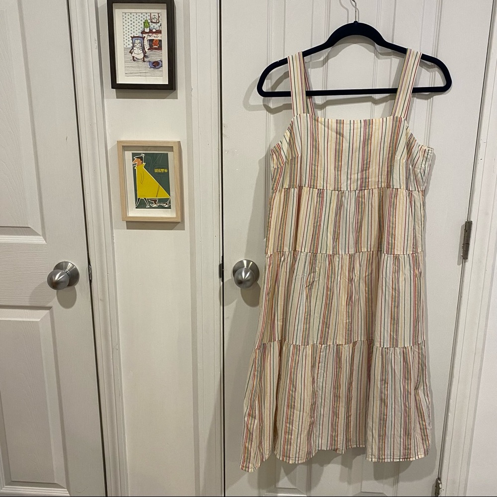 Madewell Button Back Tiered Dress in Stripe - Picture 3 of 7